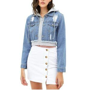 Love Tree Women's Juniors Denim Jacket Layer Hoodie size Medium